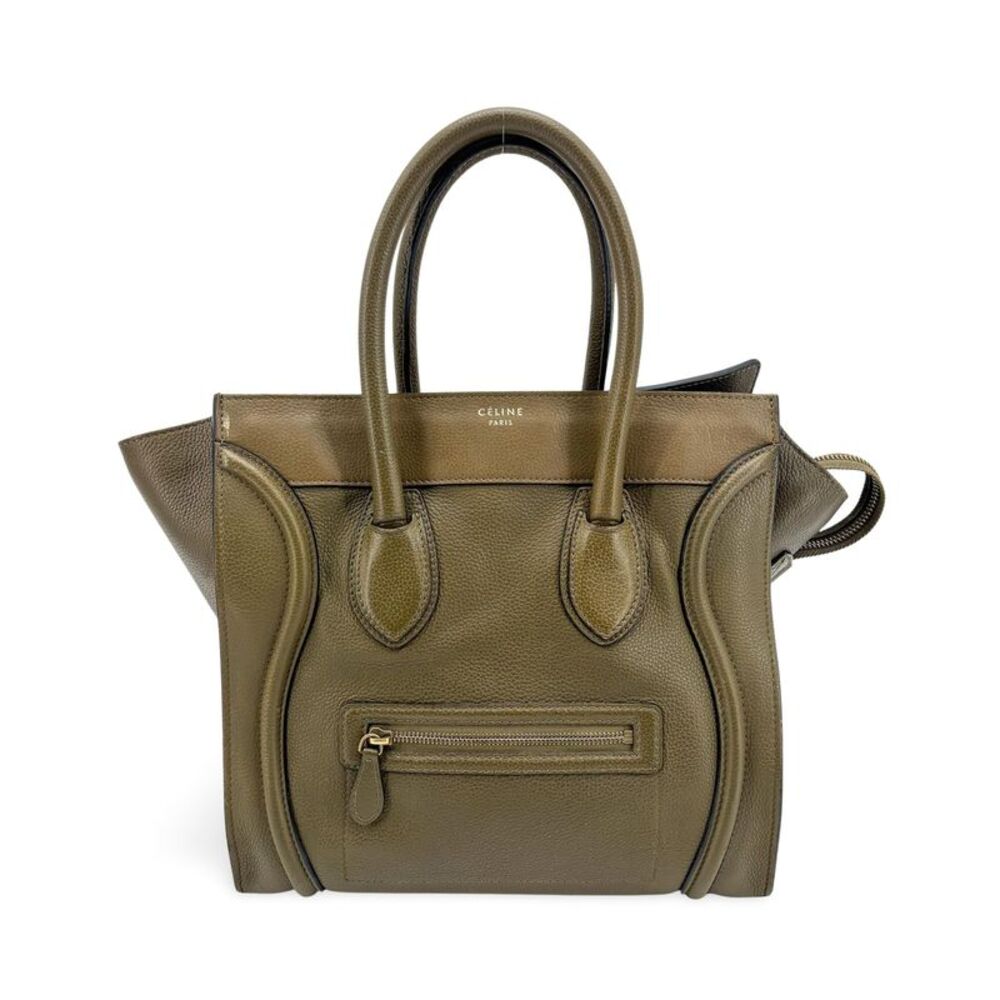Celine Luggage Smooth Leather Khaki Leather Handbag
